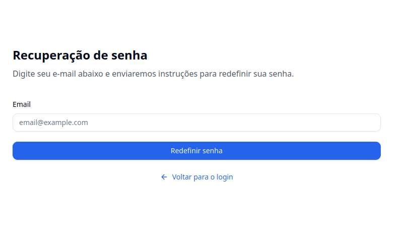 Melhorias no fluxo de login e recuperação de senha