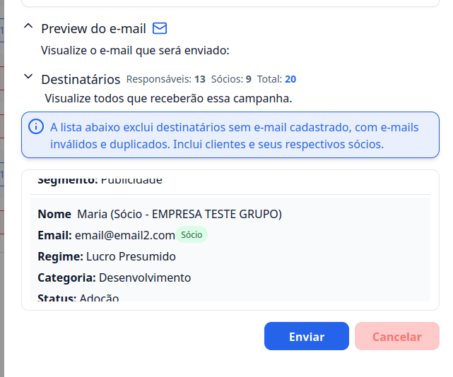 Envio da pesquisa NPS para múltiplos e-mails